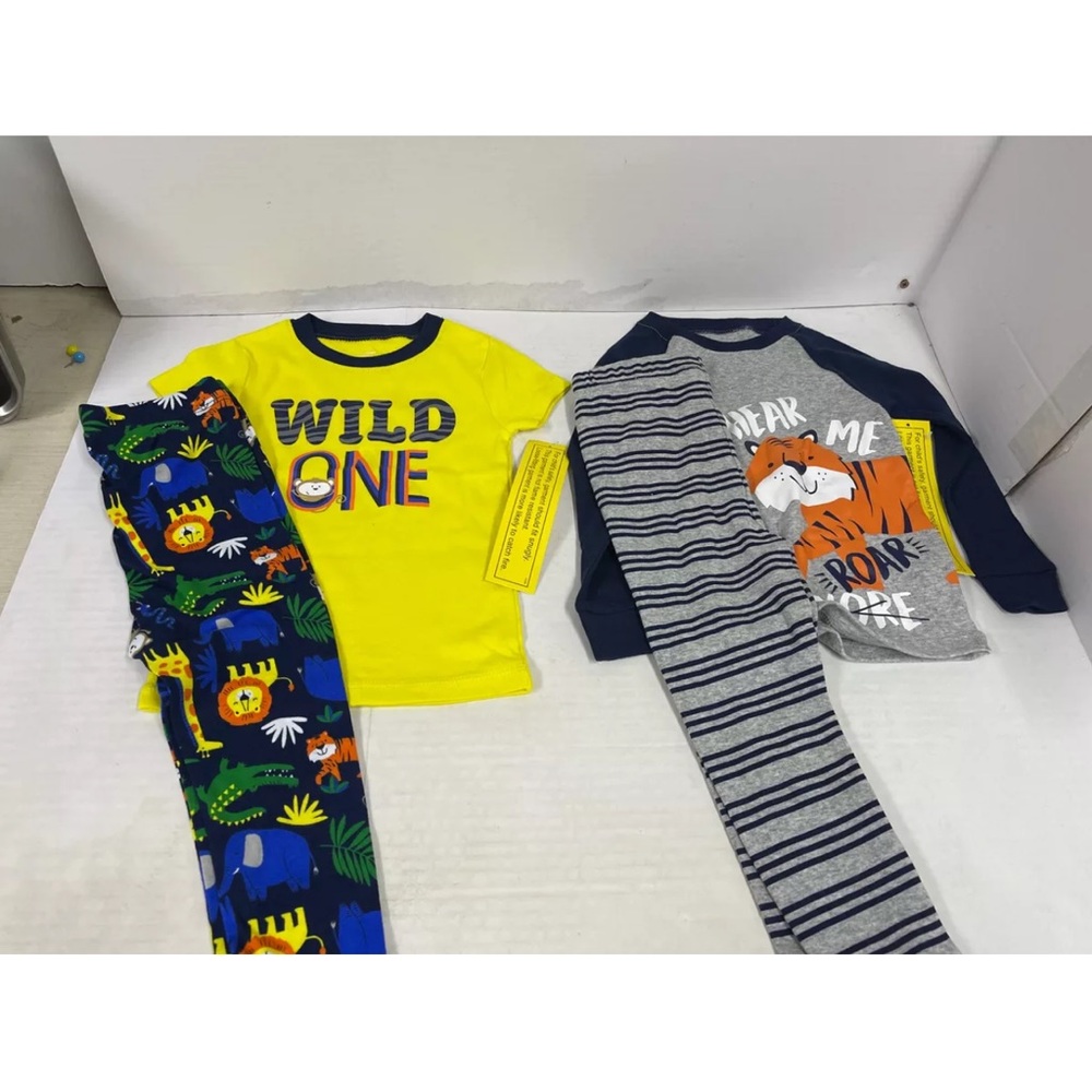 CozyJams 2 PJ sets short sleeve and long sleeve 4 pieces,Colorful Jungle 3T  New